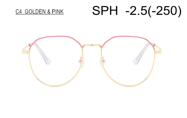 Очки SWOKENCE для близорукости SPH от 0 до 6,0 для женщин и мужчин, очки для близоруких с диоптрий готовой продукции F153 - Цвет оправы: GOLDEN/PINK (-2.5)