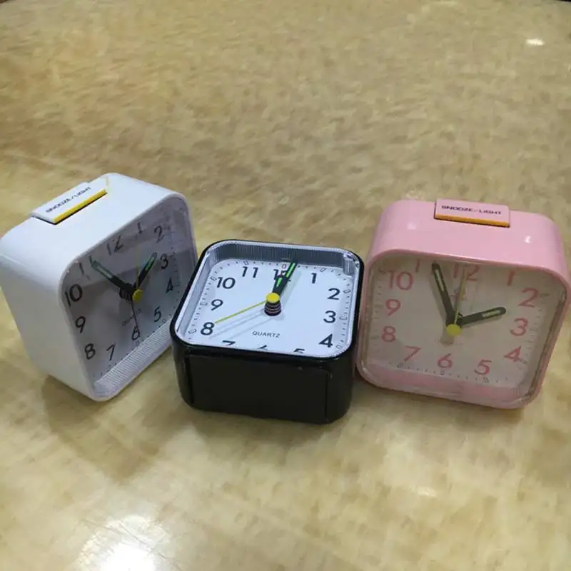 Alarm Clock Square Small Bedside Travel Mute Alarm Clock Cute Portable Cute creative fashion student small clock Battery Operate