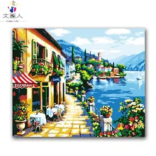 Пейзаж diy Цифровая живопись маслом посылка по номерам с наборы красочные блок улица Романтический Приморский спальня украш