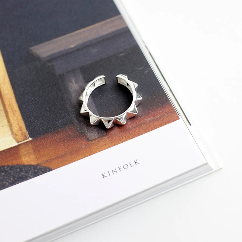 

XIAGAO 925 Sterling Silver Ring Opening Triangle Track Korea Style Vintage Jewelry Bijoux Femme CNR173