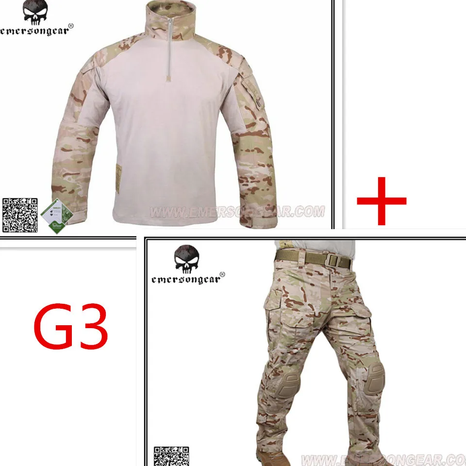 MultiCam Arid Emerson bdu G3 uniform shirt Pants with knee pads airsoft waregame Hunting EM7042+EM9255 MCAD