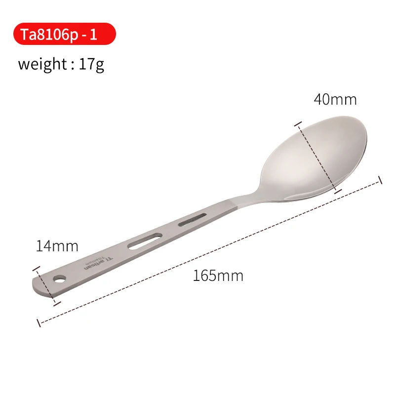 Tiartisan Spoon Fork Knife Set Outdoor Pure Titanium Camping Picnic Cutlery Polished Scoop Tableware set Ta8106P