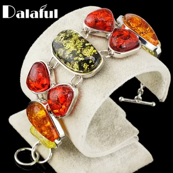 

Glamour Fashion Baltic Simulated Synthetic Honey Multicolor Link Bangle Bracelet For Women'S Girls Jewelry L82201