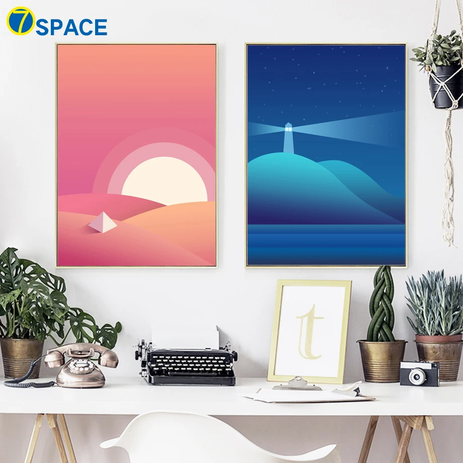

Geometry Sun Lighthouse Wall Art Canvas Painting Nordic Posters And Prints Wall Pictures For Living Room Kids Room Quadro Decor