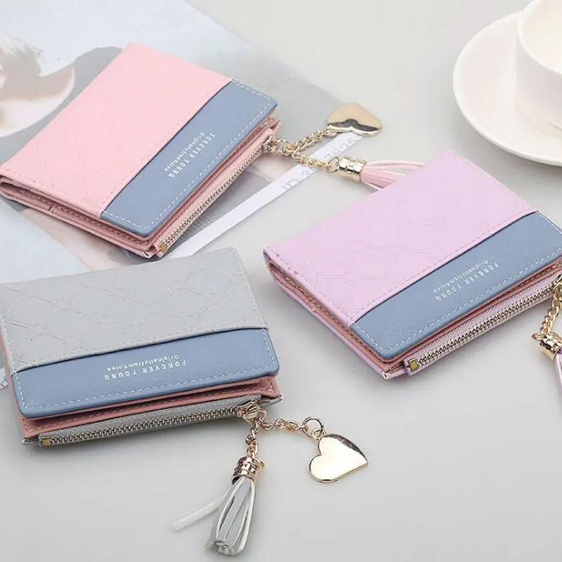 

New Arrival Wallet Short Women Wallets Zipper Purse Patchwork Fashion Panelled Wallets Trendy Coin Purse Card Holder Leather