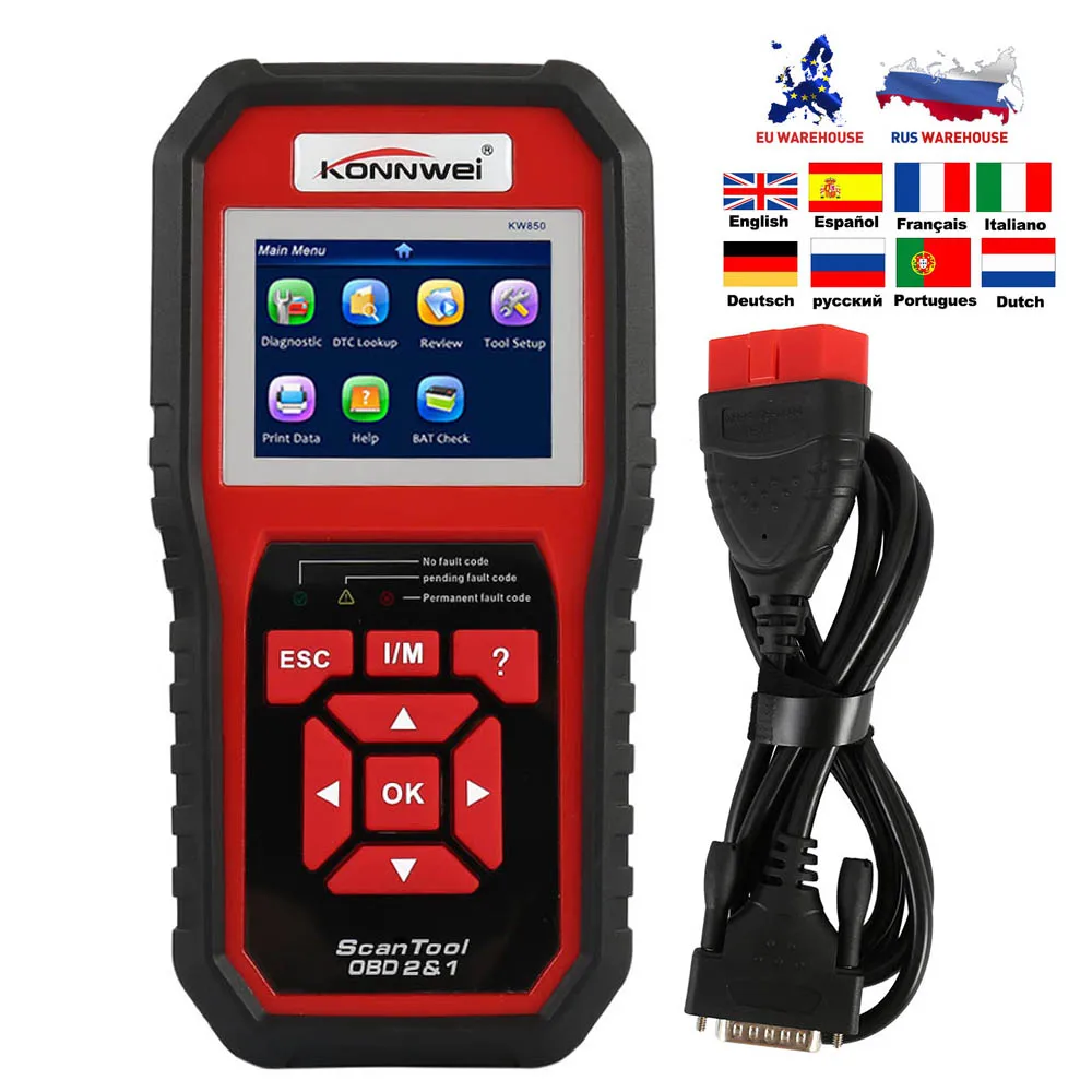 

KONNWEI KW850 OBDII KW850 OBD2 CAN BUS Code Reader car engine fault code detector scanner Vehicle Diagnostic Tool Scanner