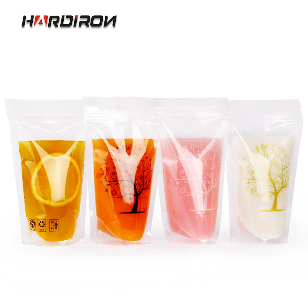 

Transparent Clear Color Standing Beverage Bags Thick Self-seal Drinks Pack Drink Pouches Plastic Drink Bag with Straw