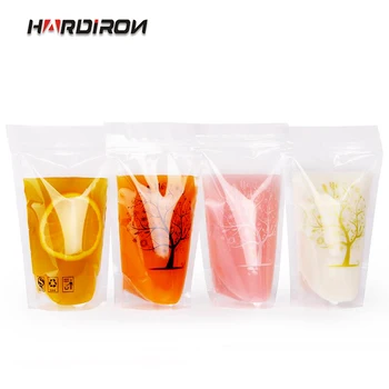 

Transparent Clear Color Standing Beverage Bags Thick Self-seal Drinks Pack Drink Pouches Plastic Drink Bag with Straw