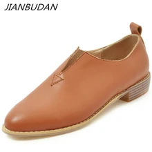 JIANBUDAN/повседневные женские офисные туфли на каблуке 3 см удобные дышащие туфли из искусственной кожи на плоской подошве женские весенние туфли большого размера 35-45