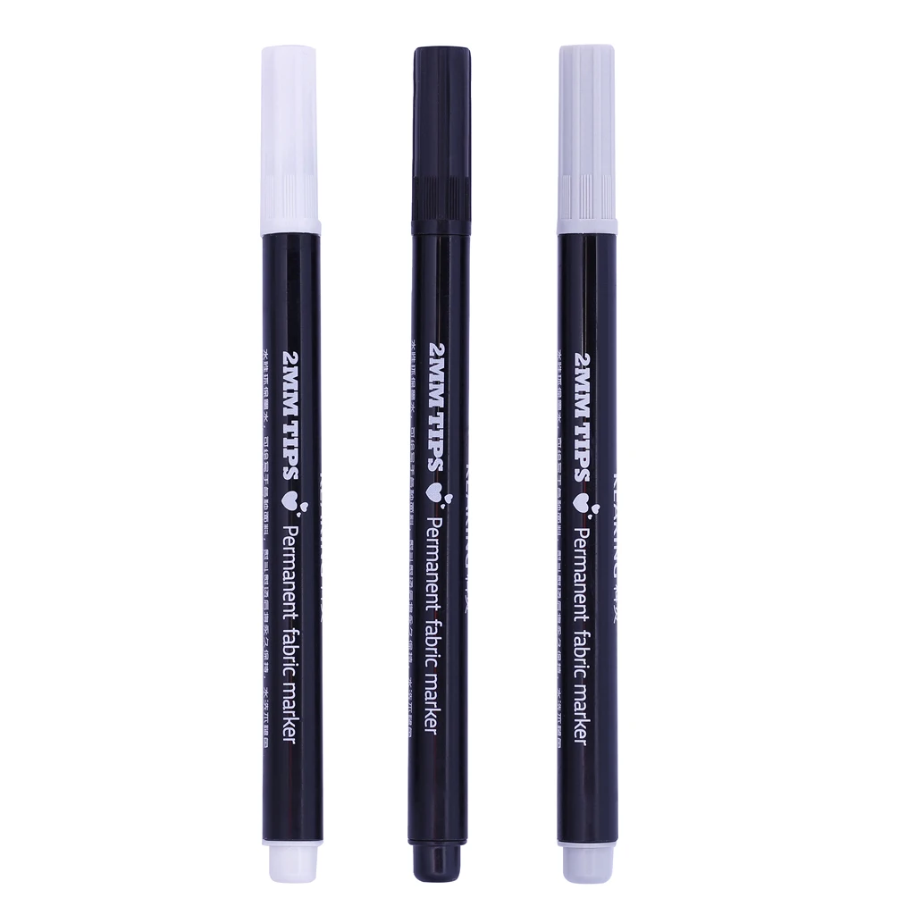 3Pcs Permanent Fabric Markers Paint Marker Pen for Artist Drawing T-Shirt Garments Shoes DIY 2mm
