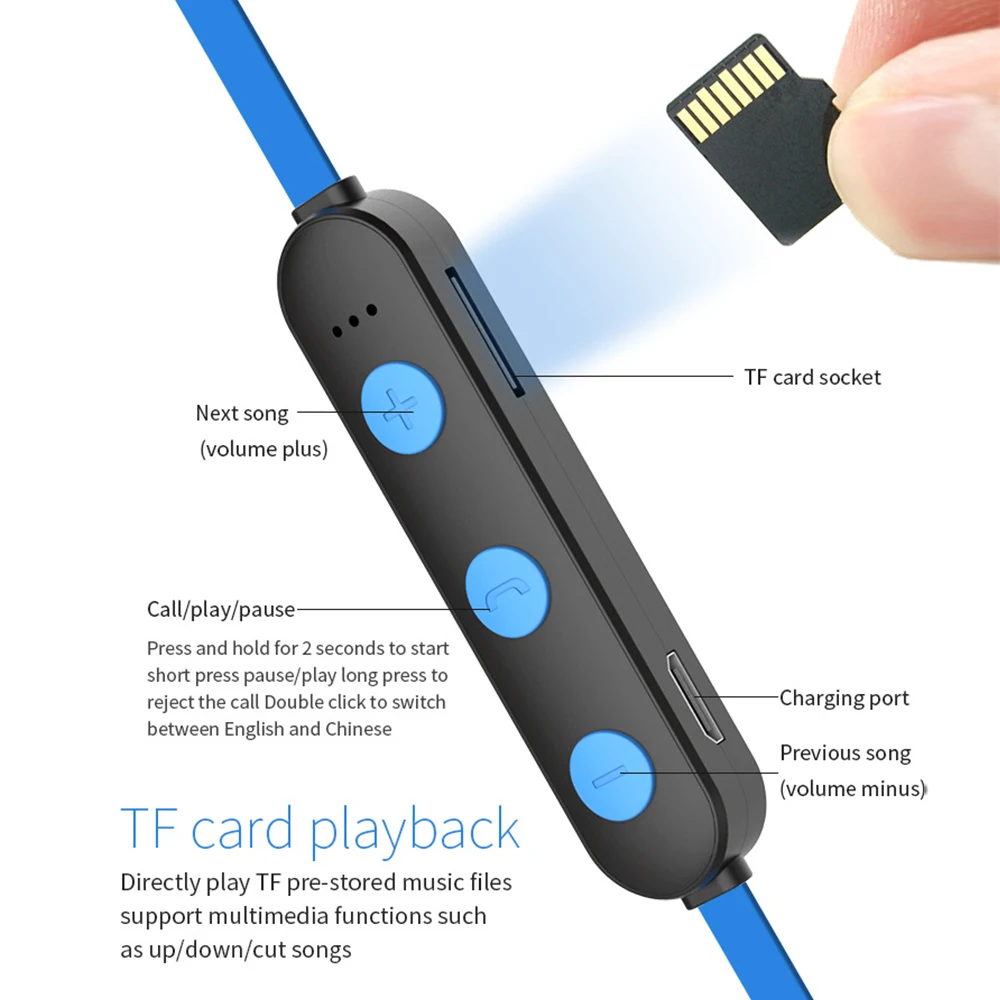 XT22 спортивные наушники, беспроводные Bluetooth 5,0, стерео гарнитура, магнитные наушники с защитой от пота, наушники с микрофоном, поддержка TF карты