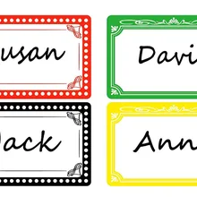 Милые кружевные имя тега красочные наклейки границы Peel Stick название метки школы, офиса, дом 300 упак