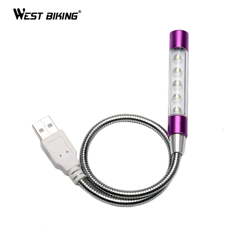 

WEST BIKING Emergency Aluminum Outdoor Cycling Tent Light Riding Flexible and Convenient 5 Led USB Charge Lamp Bike Tent Light