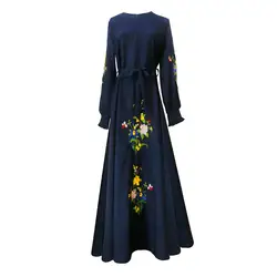 Мусульманское длинное платье для девочки Цветочный Абаи полной длины мусульманских длинные халаты кимоно Рамадан Ближний Восток Арабский