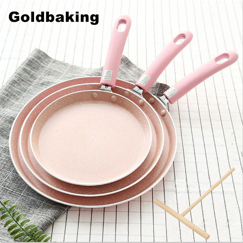 

Goldbaking Large Crepe Pan 6/8/10 Inch Non-Stick Scratch-Resistant Forged Aluminum Pancake Pans Batter Spreader Included