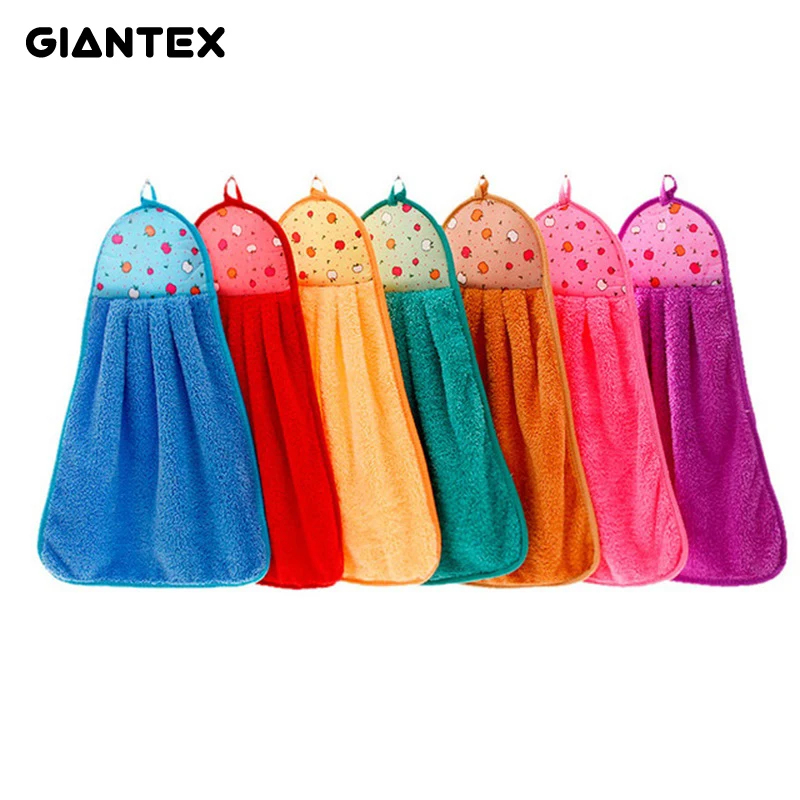 GIANTEX 35x45 см мультфильм печатных супер мягкий впитывающее полотенце для рук из микрофибры Ванная комната с драпировками кухня полотенце тряпка U0622 - изображение