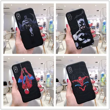 

10pcs/lot Superhero Black Phone Case For iPhone11 Matte Full Soft TPU Cover Xsmax 8plus 6s 7plus XR X Skinny Shell Protection