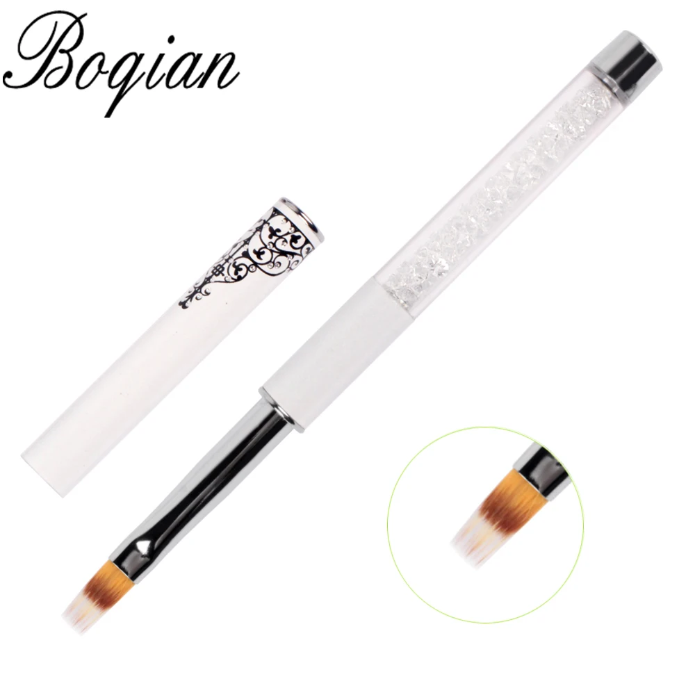 

BQAN 1pc White Nail Ombre Brush Nail Art Painting Pen Brush UV Gel Polish Gradient Color Rhinestone Crystal Acrylic Nail