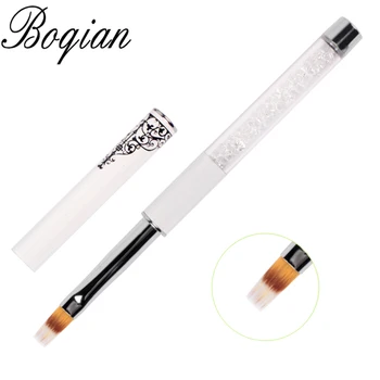 

BQAN 1pc White Nail Ombre Brush Nail Art Painting Pen Brush UV Gel Polish Gradient Color Rhinestone Crystal Acrylic Nail