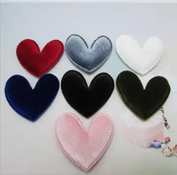 

40pcs/lot 4.8cm Mix colors Padded Furry Heart Shape Appliques For BB Clip Accessories and Kid DIY Patch