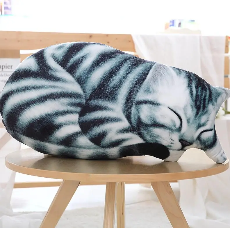 1 шт. 60 см kawaii имитация кошек плюшевая игрушка лежащий котенок Диван Подушка Мягкая Милая Детская подушка для сна подарок на день рождения - Цвет: grey