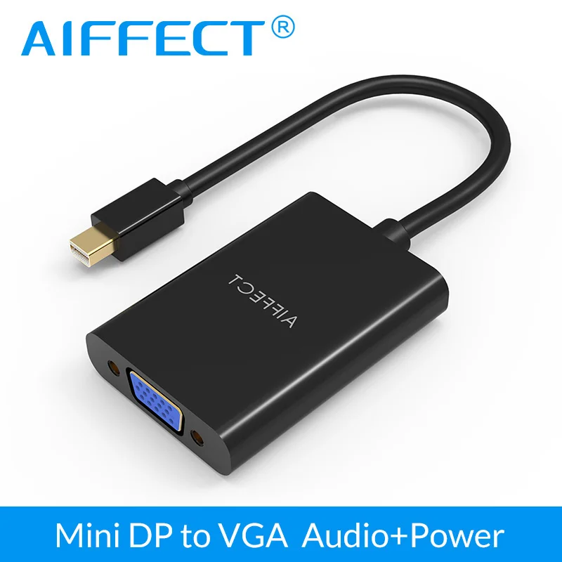 

AIFFECT Mini DP DisplayPort To VGA Adapter Converter Cable with Audio 1080P HD for Apple MacBook Air Pro iMac Mac HDTV projector