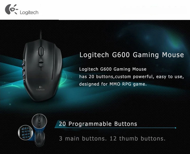 Оригинальная Проводная игровая мышь logitech G600 MMO, многокнопочная мышь для геймеров, геймеров, игр, офиса, рисования, удобная мышь