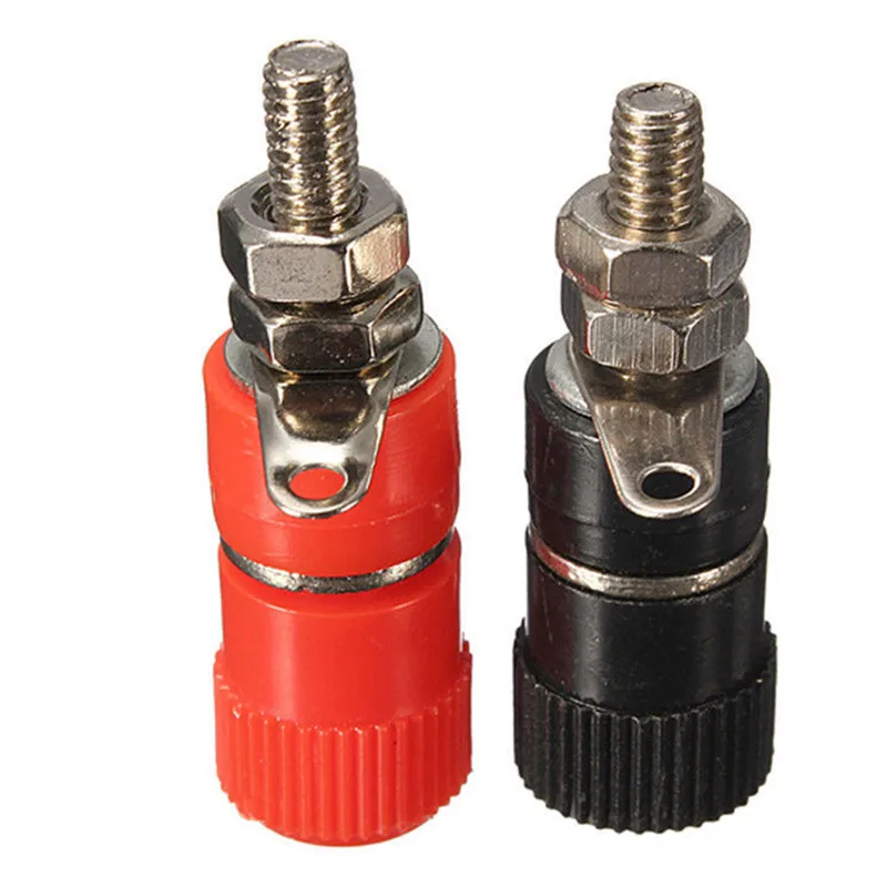10pcs/set Audio Speaker Banana Plug Screw + Socket Connector Kits 4mm Panel Terminal Red+Black
