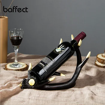 

Resin Deer Antlers Red Wine Bottle Holder Table Rack Imitation Antlers Resin Wine Rack Ornament Home Bar Decor Sculpture