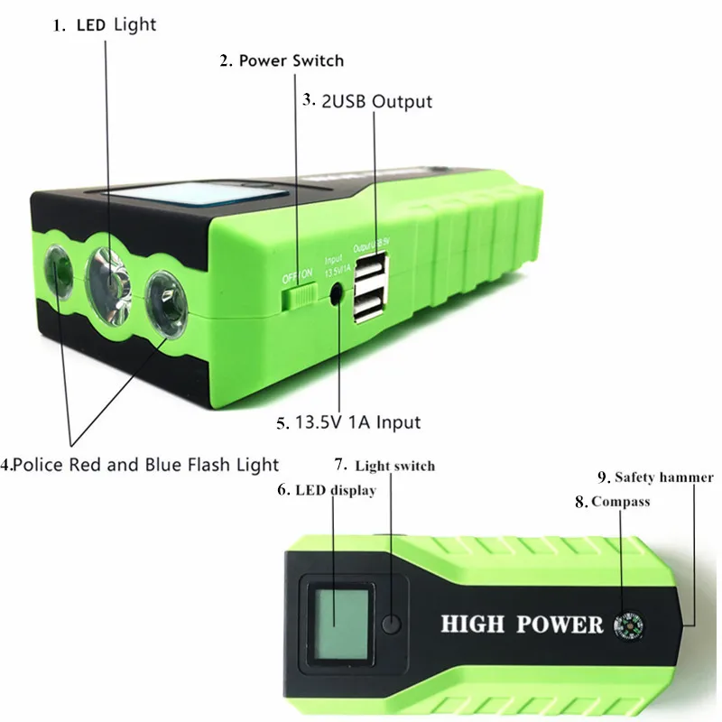 2019 12V Portable Power Bank Battery Charger Emergency Jump Starter 600A Multi-functional Car Charger Jumper Engine Booster Pack 2019 12V Portable Power Bank Battery Charger Emergency Jump Starter 600A Multi-functional Car Charger Jumper Engine Booster Pack