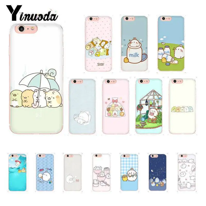

Yinuoda funny Molang Sumikko Gurashi cartoon Soft Phone Case for iPhone 8 7 6 6S Plus X XSMAX 5 5S SE XR 10 11 11pro 11promax