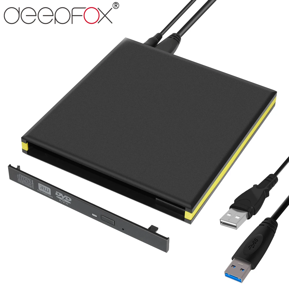 DeepFox внешний CD/DVD RW корпус USB 3,0 случае мм 12,7 мм SATA Оптический привод чехол для ноутбука тетрадь без драйвера - изображение