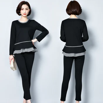 

Plus Size 5xl Costumes For Women Loose Thin Long Sleeve Women Two Piece Outfits Fashion Patchwork Ensemble Femme Survetement