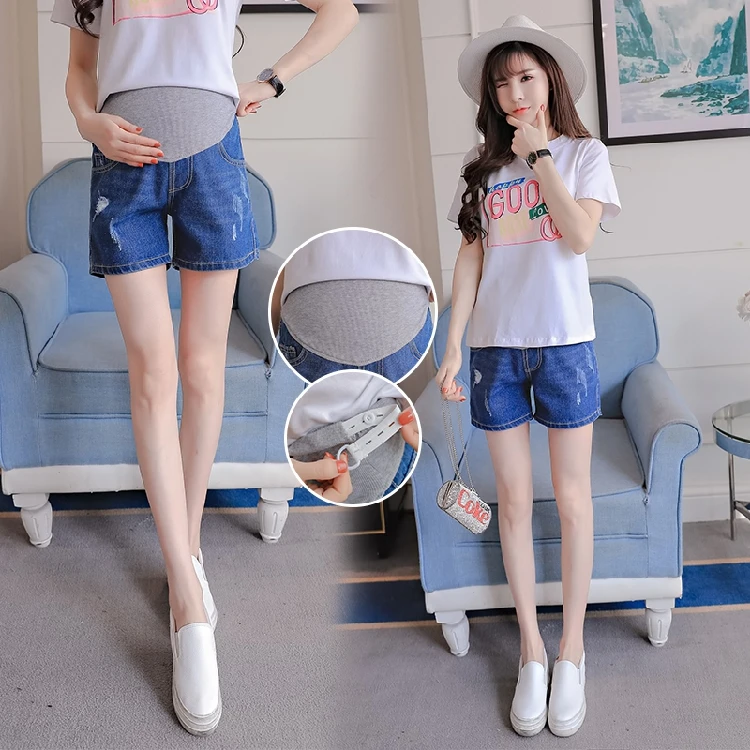 Jeans Maternity Shorts Summer Denim Shorts For Pregnant Women Gravidas Clothing Pregnant Clothes Elastic Abdominal Pants