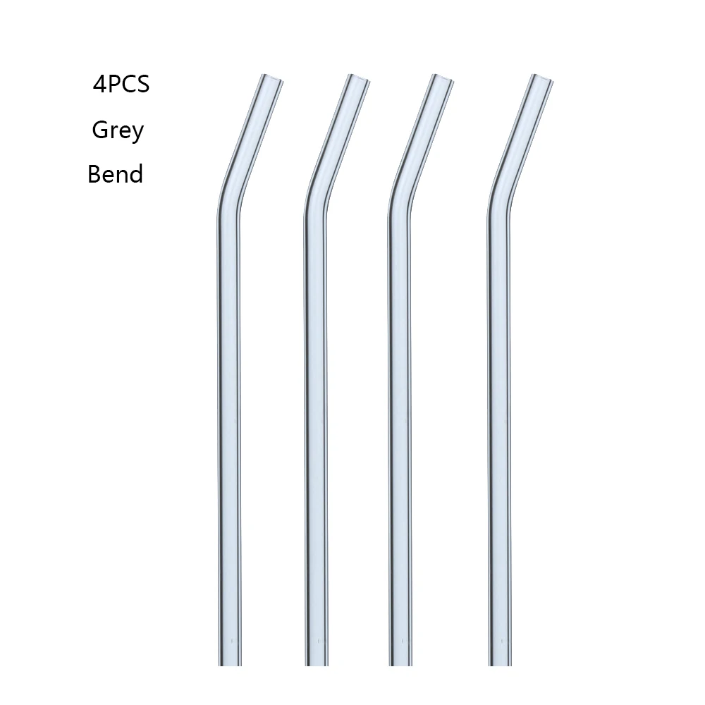 4 шт./лот, прямые или изогнутые формы, многоразовые экологические стеклянные соломинки для здоровья ребенка, для свадьбы, дня рождения, вечеринки, для питья - Цвет: Bend gray