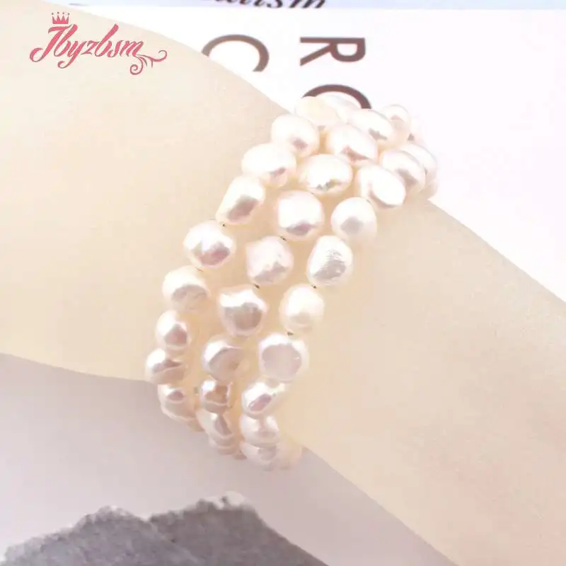 6-8 мм свободный от белый розовый серый натуральный пресноводный жемчуг Модный Ювелирный регулируемый браслет для женщин Chritmats подарок на год - Окраска металла: White-2