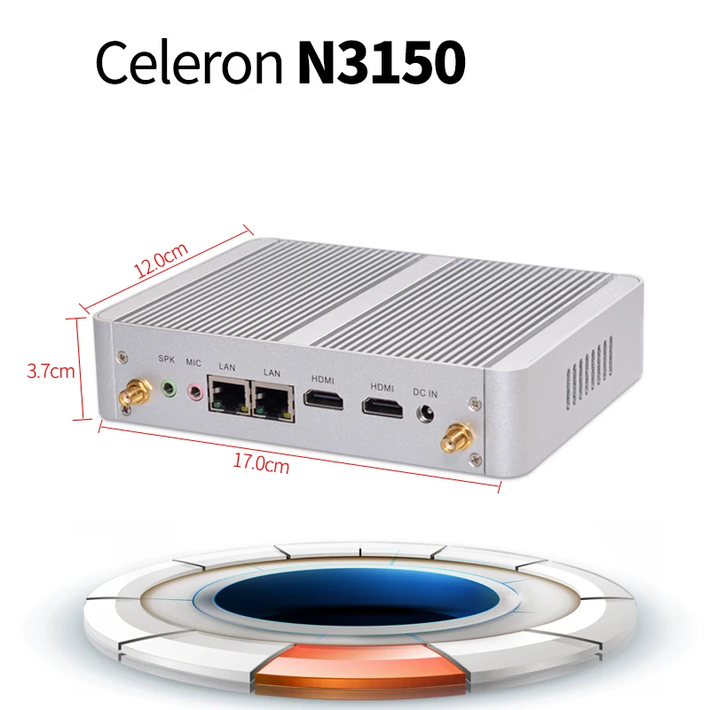 wholesale Celeron N3150 Fanless Mini PC Desktop Computer TV BOX Windows 10 Nettop Metal case Windows 8 HTPC 4K HD Graphics
