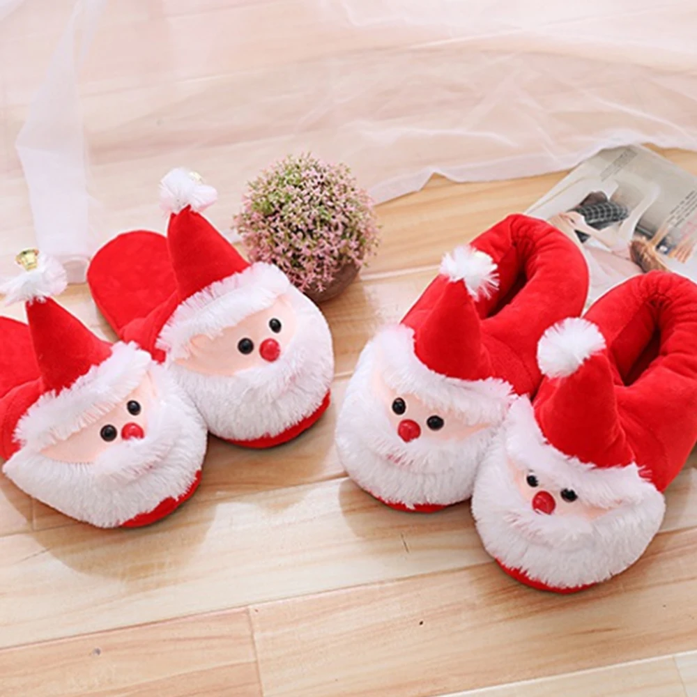 Christmas Slippers Xmas Santa Claus Shoes Warm Anti slip Shock proof ...