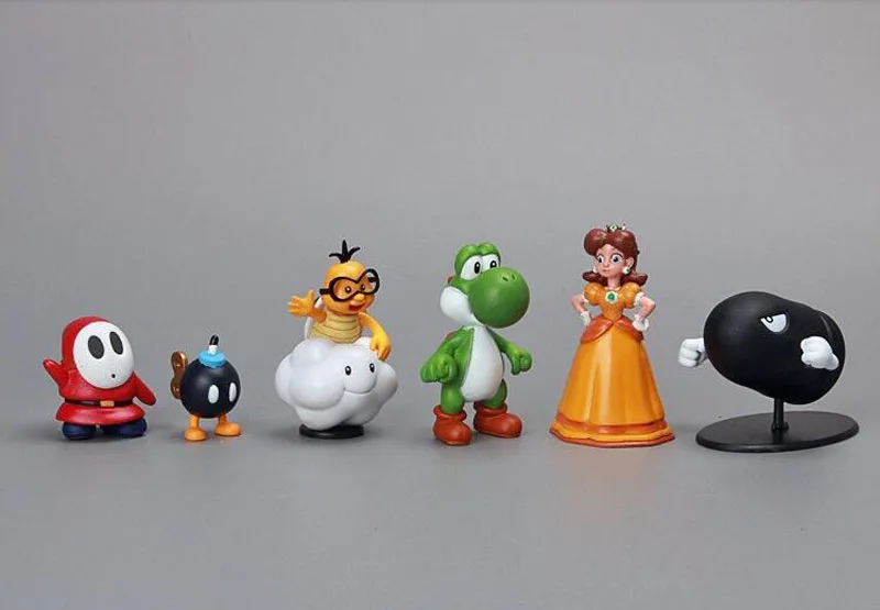 18 шт./лот, фигурки Супер Марио из ПВХ, игрушки Yoshi Peach Princess Luigi Shy Guy Odyssey Donkey Kong, Мультяшные куклы