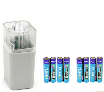 

KENTLI 8pcs 1.5v 1180mWh AAA rechargeable lithium battery + 4 slots aa aaa lithium battery charger with flashlight