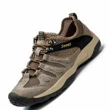 Летняя дышащая мужская Спортивная походная обувь из натуральной кожи, открытая обувь для походов с сетчатыми вставками, сандалии, быстросохнущие походные кроссовки для мужчин