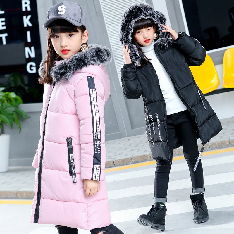 2018 nuevas chaquetas de invierno para niñas abrigo grueso de algodón acolchado de piel con capucha niños chaqueta Niñas Ropa niños ropa Parkas|Plumíferos y parkas| - AliExpress