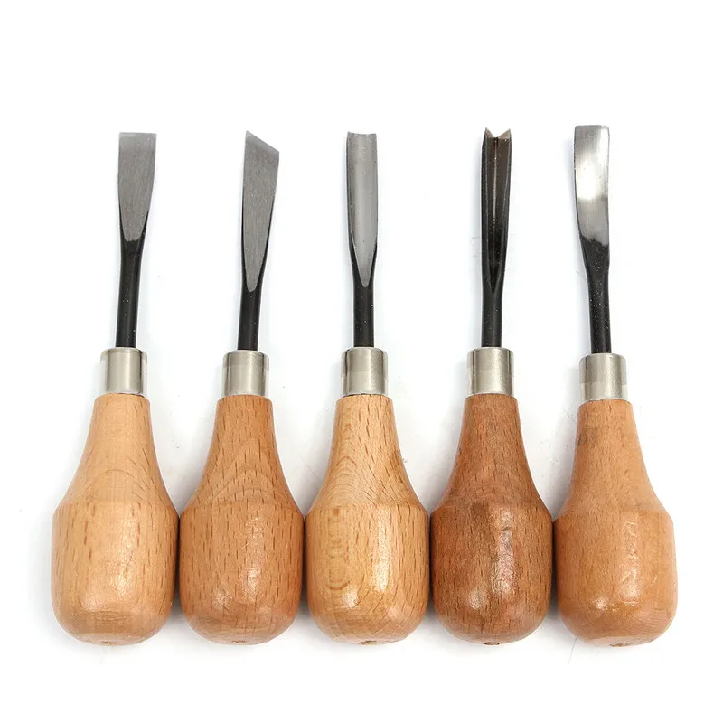 

5pc/set Wood Carving Chisels Set Knife Butt/Corner/Skew/Round/Arc Machete Woodcut Woodworking Craft Graver Cutter DIY Hand Tool