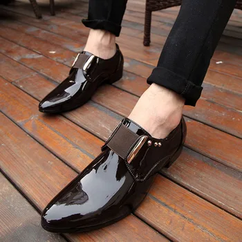 

Fashion British Style Business Men'S Leather Shoes Pointed Toe For All Seasons Slip-on Anti-skid & Hard-Wearing Men'S Shoes Male