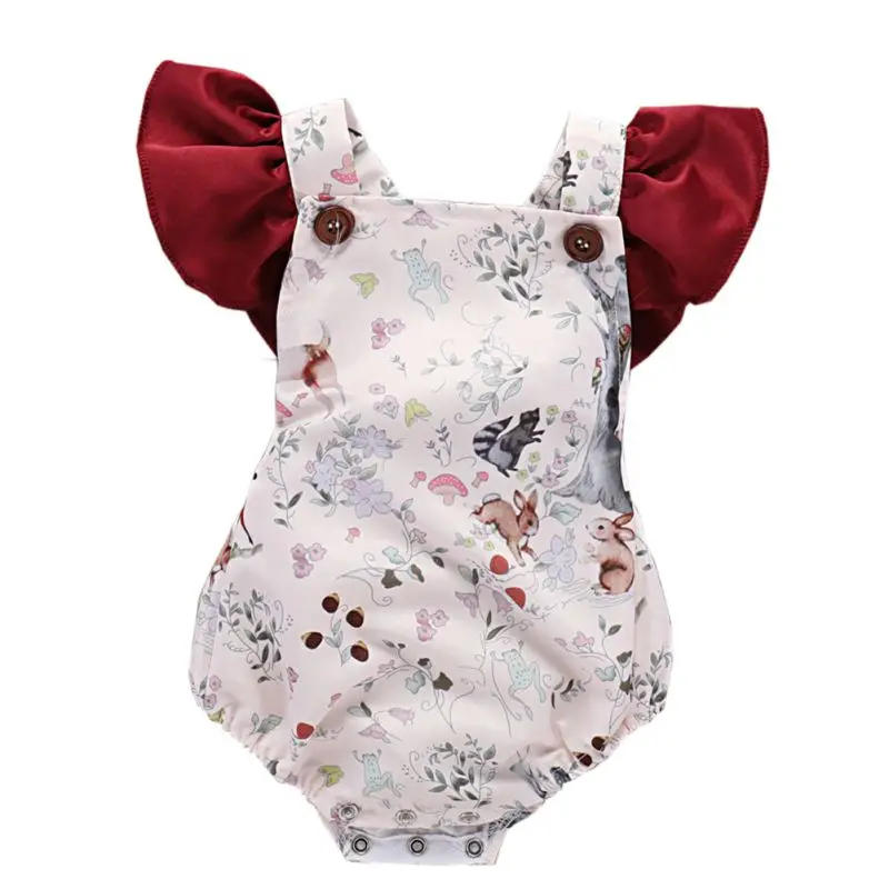 

Baby Bodysuit Cute Floral Printing Infant Jumpsuit Pure Cotton Sleeveless Girls Infant New