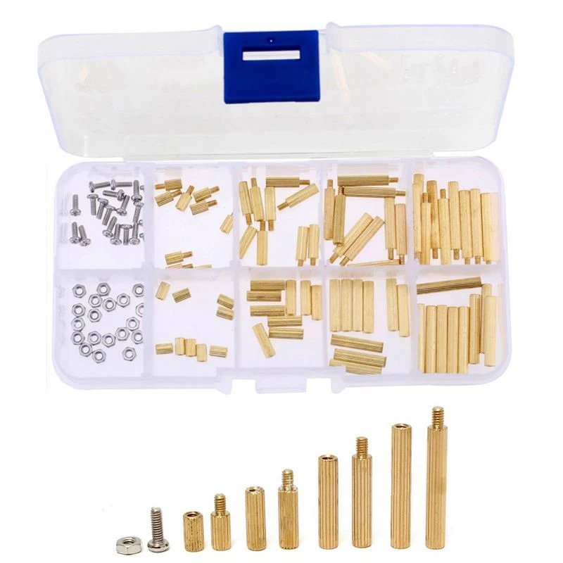 

120pcs M2 Male Female Brass Spacer Standoff Screw Nut Assortment Kit(Brass M2 B3