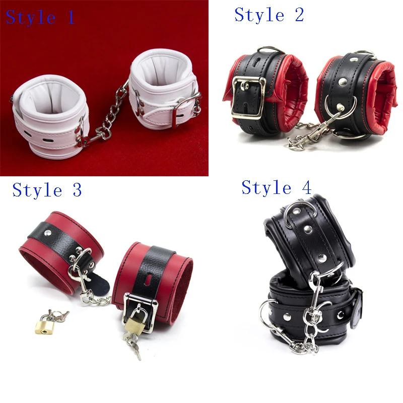 4 Style For Choose PU Leather Hand Cuffs Wrist Restraint  Handcuffs Bondage Adult Game Sex Toys Slave Fetish Sexy For Couples