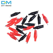 10 paires (= 20 pièces/lot) de pinces Crocodile noires rouges, avec revêtement plastique souple, pour sondes de test, P2001