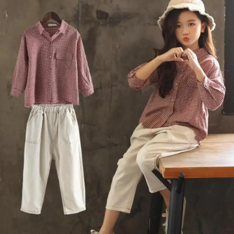 2018 Suit For Girls Autumn Clothing Baby Girls Clothes 2pcs Sets Suit Children Casual Sets Plaid Blouses Shirts + Pants Trousers 2018 Suit For Girls Autumn Clothing Baby Girls Clothes 2pcs Sets Suit Children Casual Sets Plaid Blouses Shirts + Pants Trousers