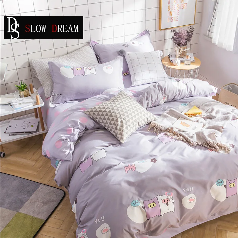 

SLOWDREAM Cartoon Piggy Bedding Set Nordic Comforter New Year Double Sheets Bedspread Duvet Cover Adult Queen King Bed Linen Set